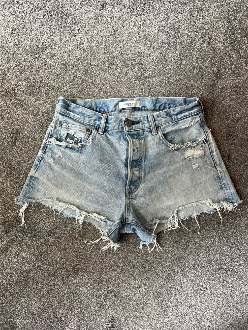 MOUSSY Vintage Wash Distressed Denim Cutoff Shorts